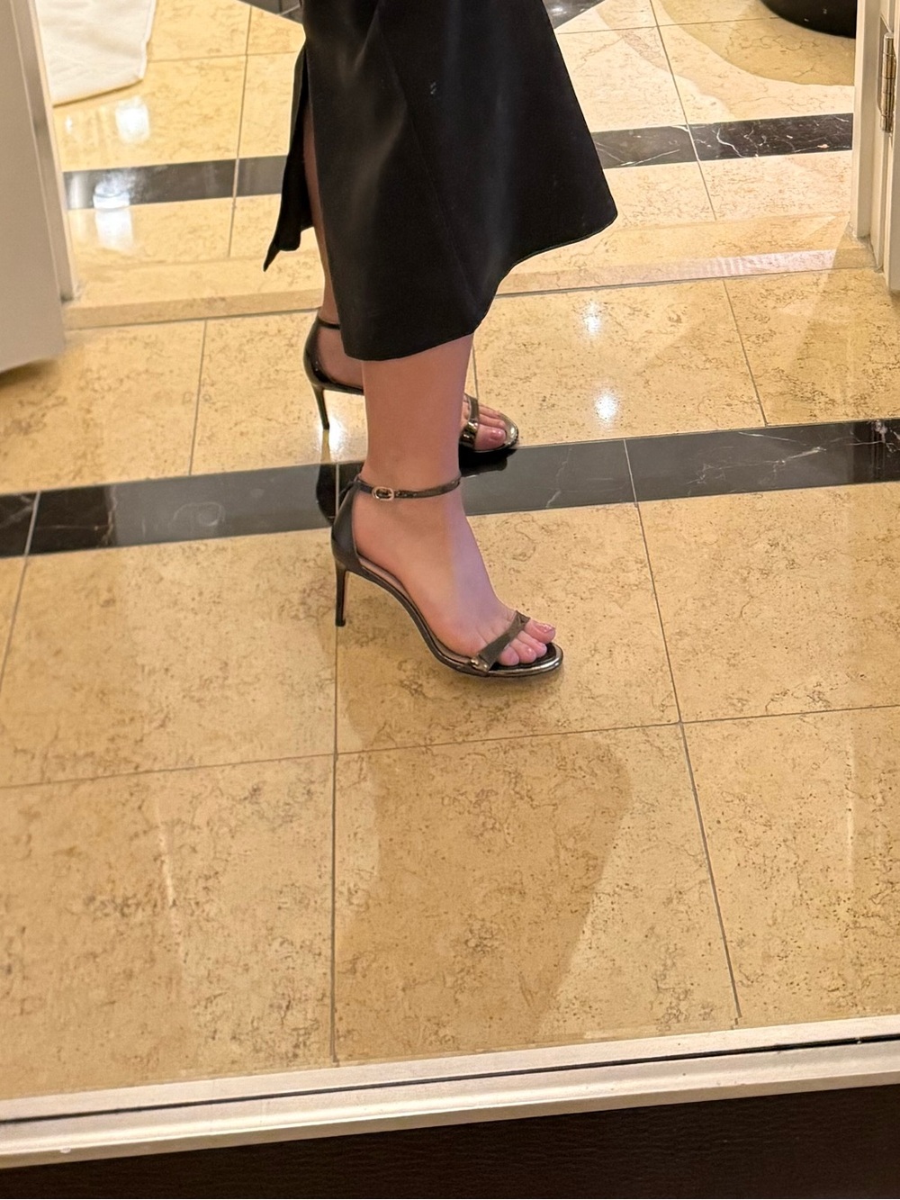 Stuart Weitzman Metallic Brown Ankle-Strap Stiletto Sandals